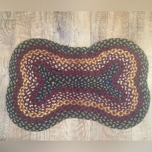 Braided Jute Pet Mat Burgundy Mustard & Blue